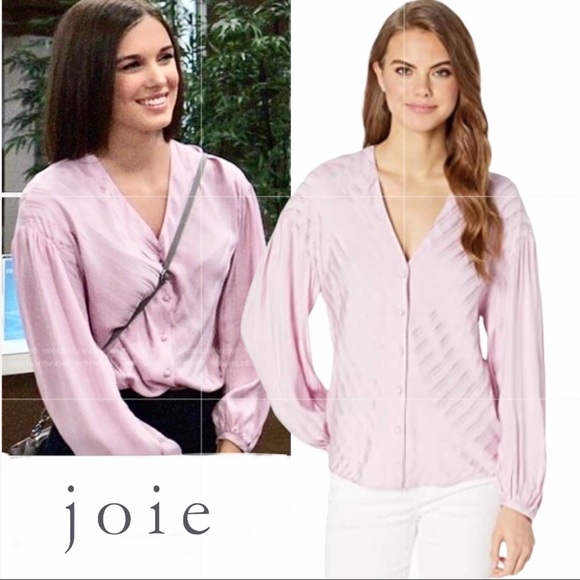 NWT Joie Cadmar Fleur D Lis Silky V Button Blouse - Picture 2 of 13